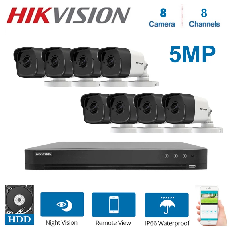 Камера видеонаблюдения Hikvision гибридная камера безопасности 8 каналов 4K 5