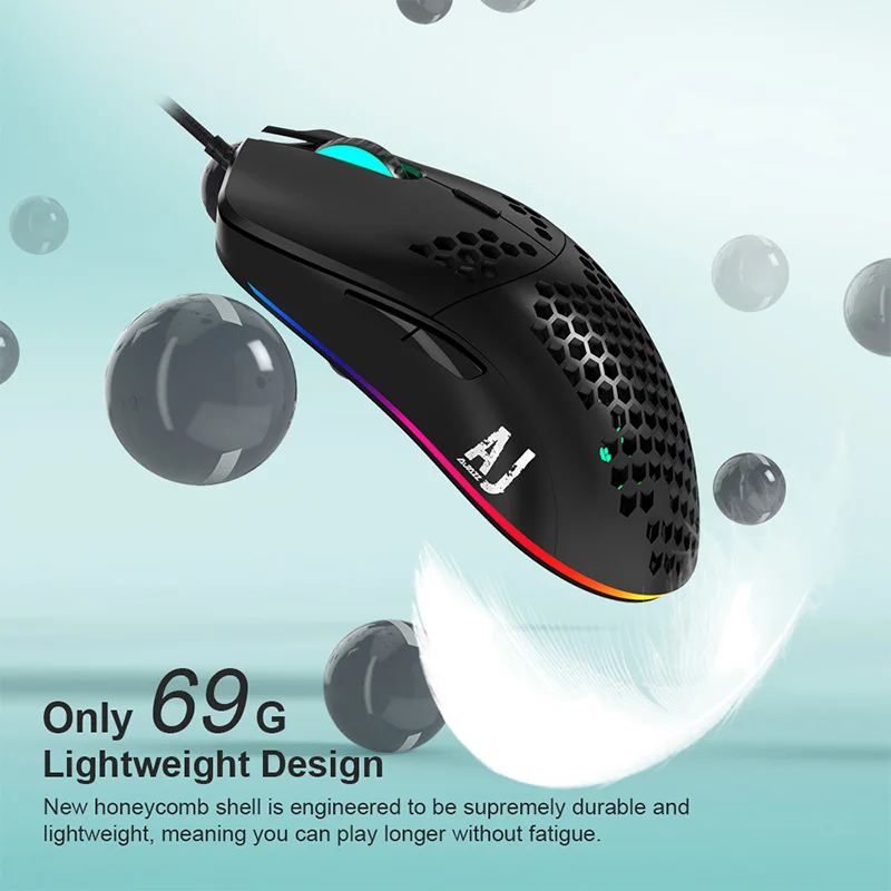 

2020 Ajazz AJ390R/AJ390 Gaming Mouse PAW3325 Optical Sensor 10000DPI Adjustable 7 Keys Honeycomb Hollow Design Lightweight Wired