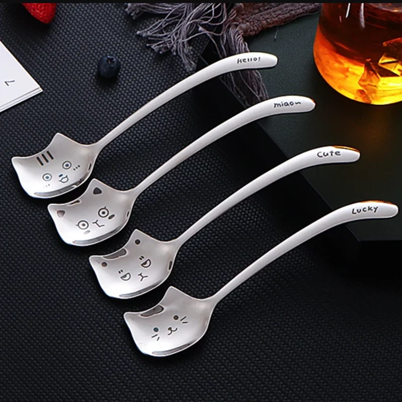 4 шт. 304 Нержавеющая сталь Творческий мультфильм десертная ложка для мороженого