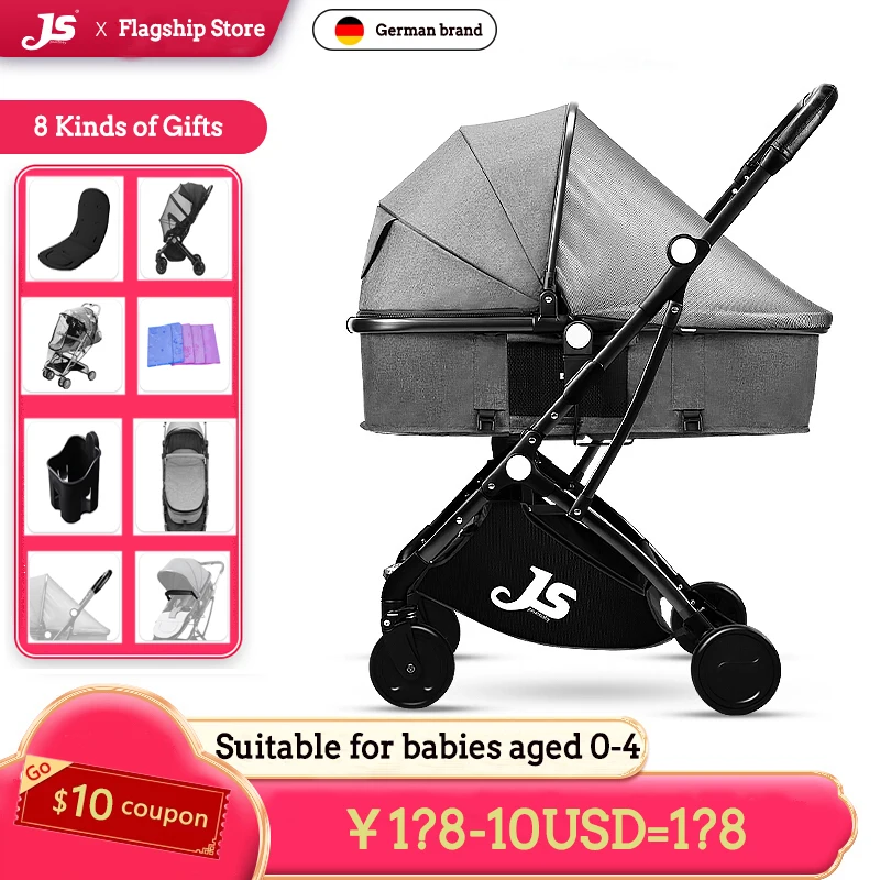 Luxurious Baby Stroller Travel Baby Carriage Folding Prams Aluminum Frame Two-Way High Landscape Four-Wheel Super Suspension