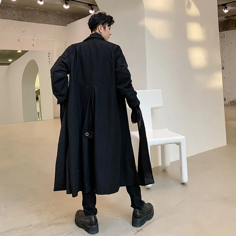 Новая Мужская винтажная двубортная Свободная Повседневная Длинная Куртка