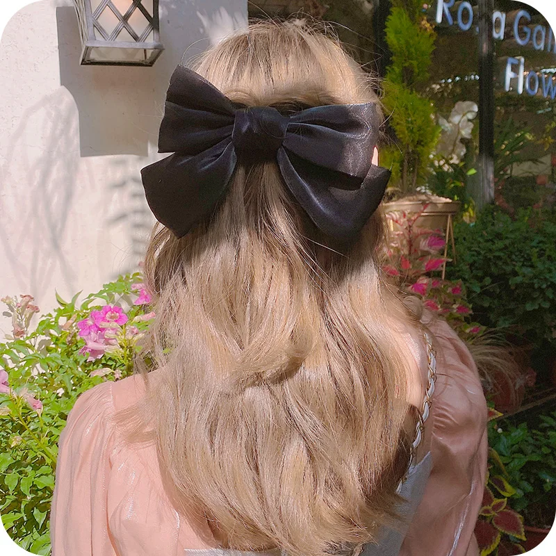 

Черный большой бант повязка на голову заколки Интернет знаменитости 2020 nian Новый стиль на затылке верхний зажим шпильки Элегантный волос