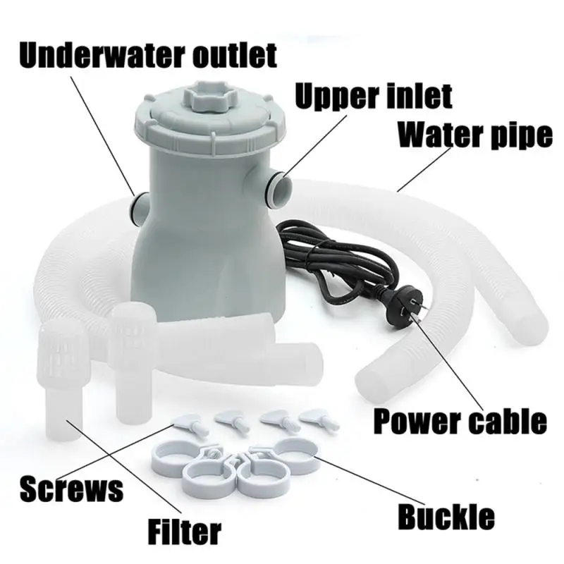 

EU/US Plug 220V Electric Swimming Pool Filter Pump Swimming Pool Pump And Filter Kit Pool Pump Paddling Pool Pump Water Grey