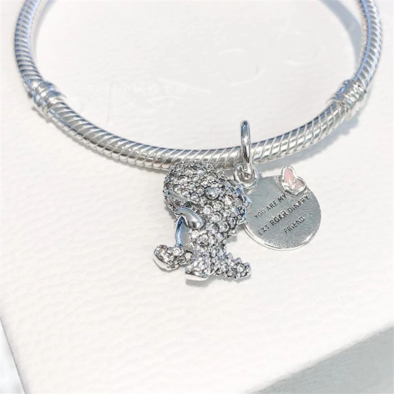 

LByzHan 100% 925 Sterling Silver Zircon-Set Baby Dinosaur CZ Beads fit Original 3mm Bracelets & Bangles DIY Jewelry 1543