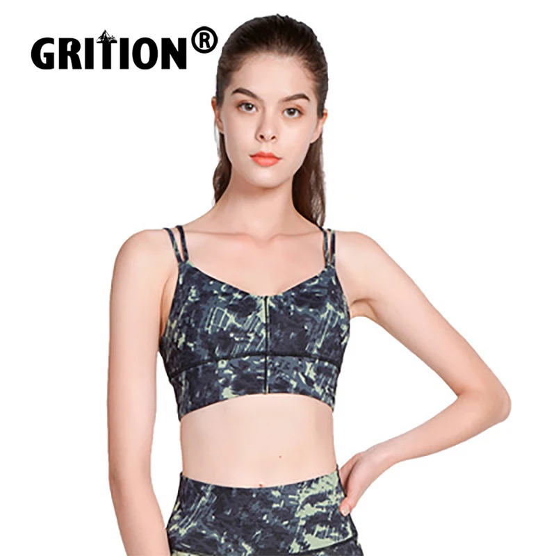 

GRITION Womens Yoga Bras Sport Girls Running Bras Sexy Breathable No Rims Printing Fitness Outdoor Casual Absorb Sweat Big Size