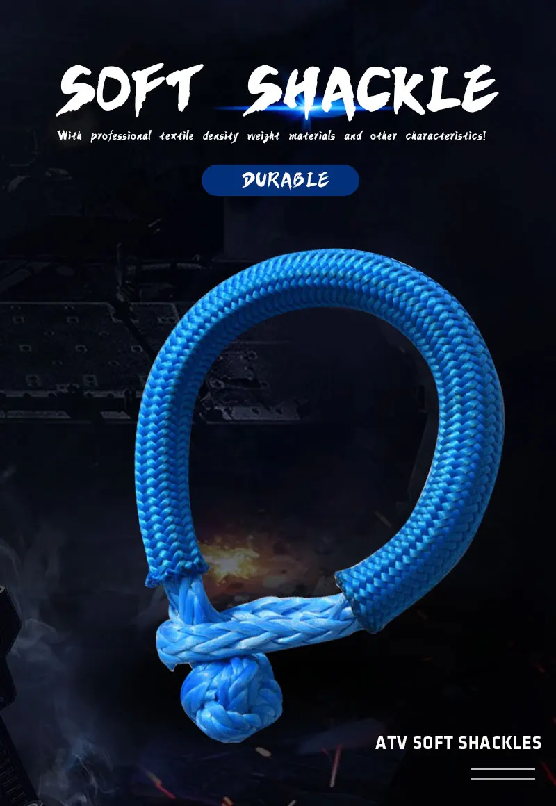 Blue 6mm*80mm Synthetic Shackle,Soft Shackles for Autos,ATV Winch Shackle,UHMWPE Shackle