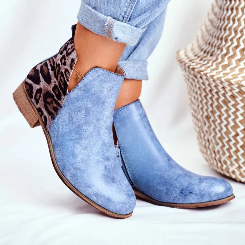 2020 Женские винтажные туфли с леопардовым принтом ботинки на низком каблуке в