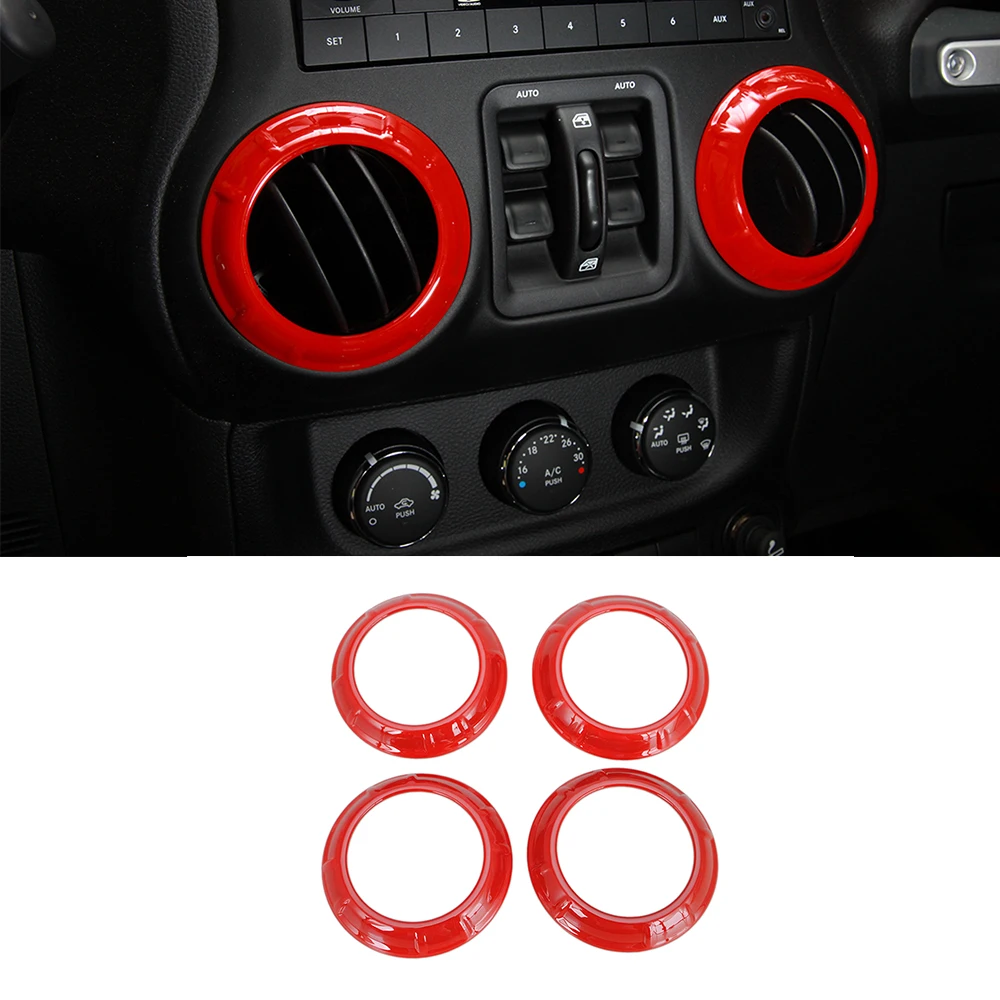 

Car Air Conditioner Vent Decoration Ring for Jeep Wrangler JK 2011 2012 2013 2014 2015 2016 2017 2/4Doors Interior Accessories