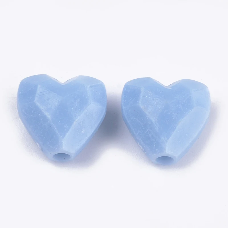 

100pcs Heart Shape Faceted Opaque Acrylic Beads for Jewelry Making DIY Bracelet Necklace 12.5x13x7.5mm Hole: 2.5mm