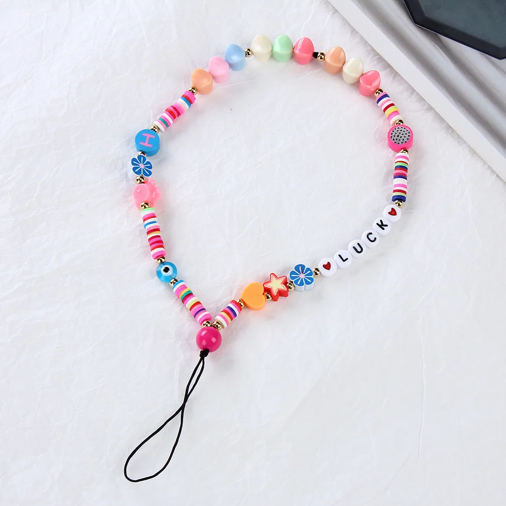 2021 New Colorful Acrylic Bead Mobile Phone Chain Universal Simple CellPhone Choker Necklace Strap Lanyard For Keys Lady Gift