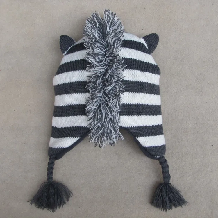 Унисекс дети мультфильм Мишка полосатые шапки и шарф Детская шапка комплект