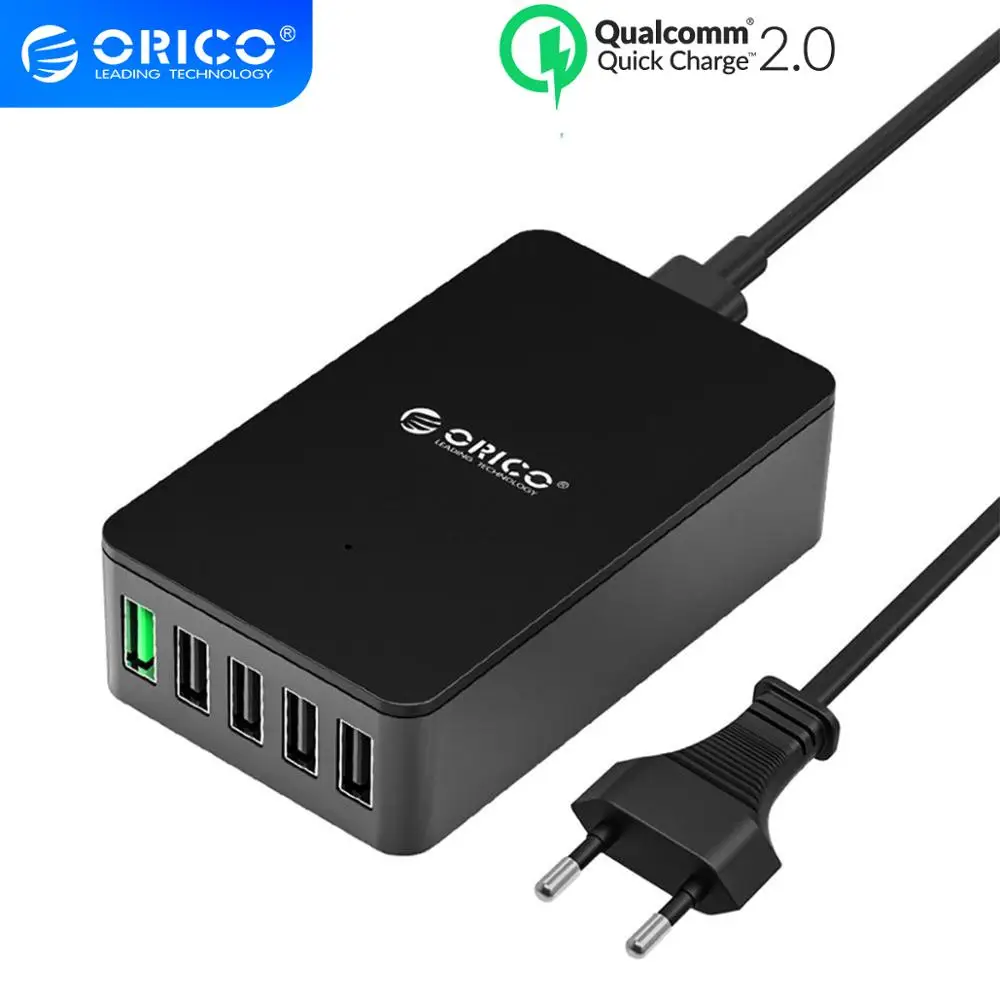 5 Порт Быстрое Зарядное Устройство ORICO QSE-5U QC2.0 5V2. 4A/9V2A/12V1. 5A Настольный USB зарядное - Фото №1