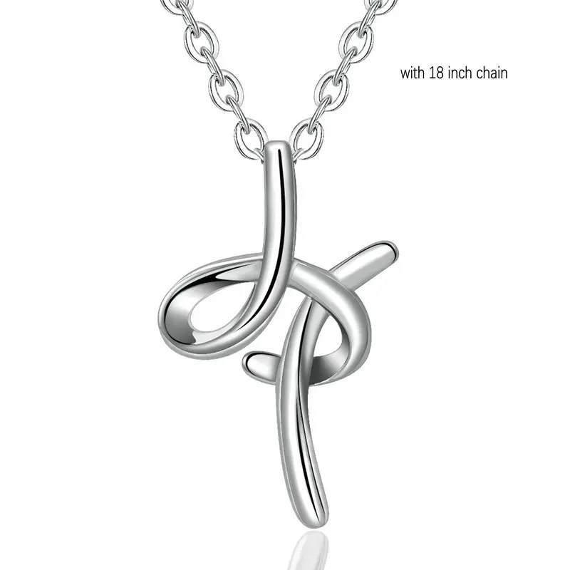 add 18 inch chain H EUDORA уникальное 925 пробы Серебряное ожерелье с подвеской в виде буквы A& B для женщин и мужчин модное персонализированное ювелирное изделие подарок для девочки CYD109 - Окраска металла: add 18 inch chain H