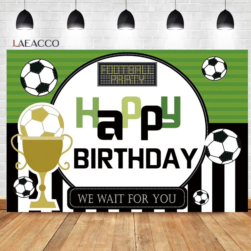 

Laeacco Birthday Football Field Grassland Lights Stadium Sportsman Newborn Kid Birthday Photography Backdrops Photo Backgrounds