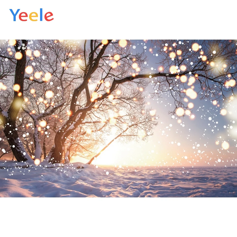 

Winter Forest Tree Snow Snowflake Light Glitter Backdrop Photography Backdrops Vinyl Photographic Background For Photo Studio