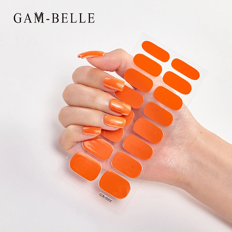 

Гам-BELLE 1 шт. гель для ногтей наклейки твердый градиент Цвет Дизайн полное покрытие наклейки для ногтей искусство украшения для женщин