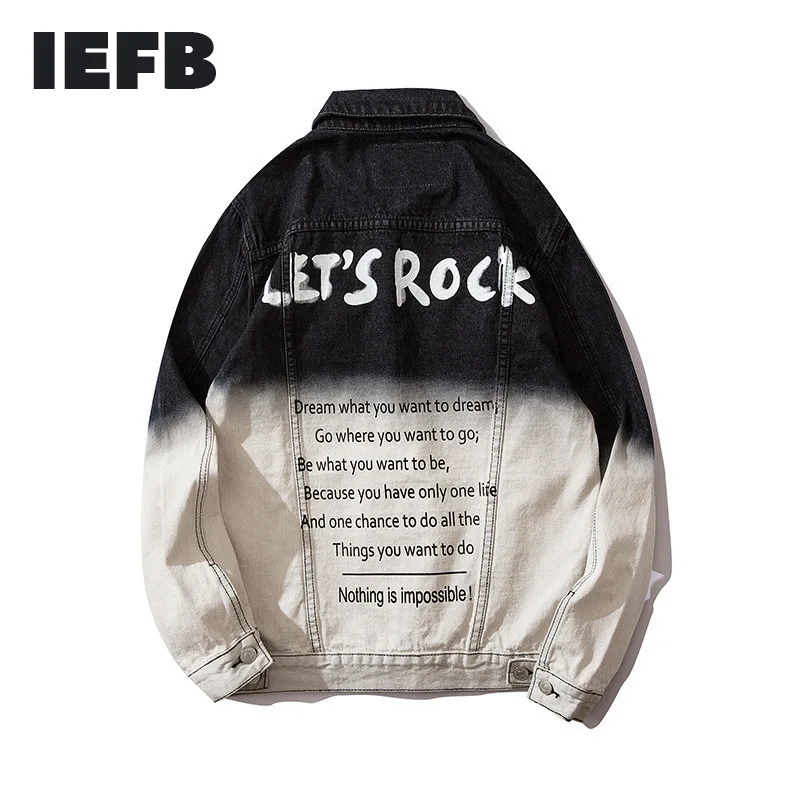 IEFB /2020 Осенняя мужская одежда постепенные цвета рабочая куртка Свободная