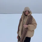 Новинка 2022, женская короткая куртка, зимние толстые пальто с капюшоном и хлопковой подкладкой, женские свободные парки в Корейском стиле, женская модель