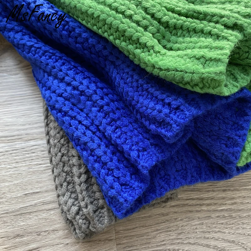 Женский трикотажный пуловер с круглым вырезом и длинным рукавом | Женская одежда