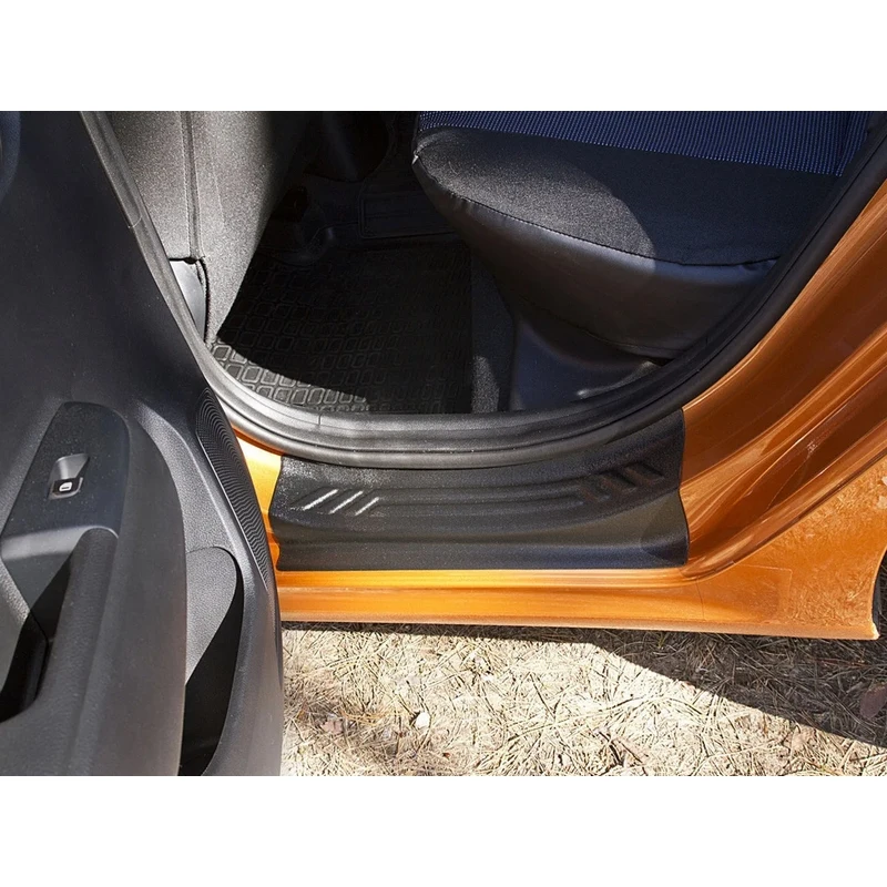 Guard covers of door sills case for Kia Rio 4 sedan 2017-2021 X line 2017-2020 ABS plastic protective molding styling tuning interior sill pad scuff