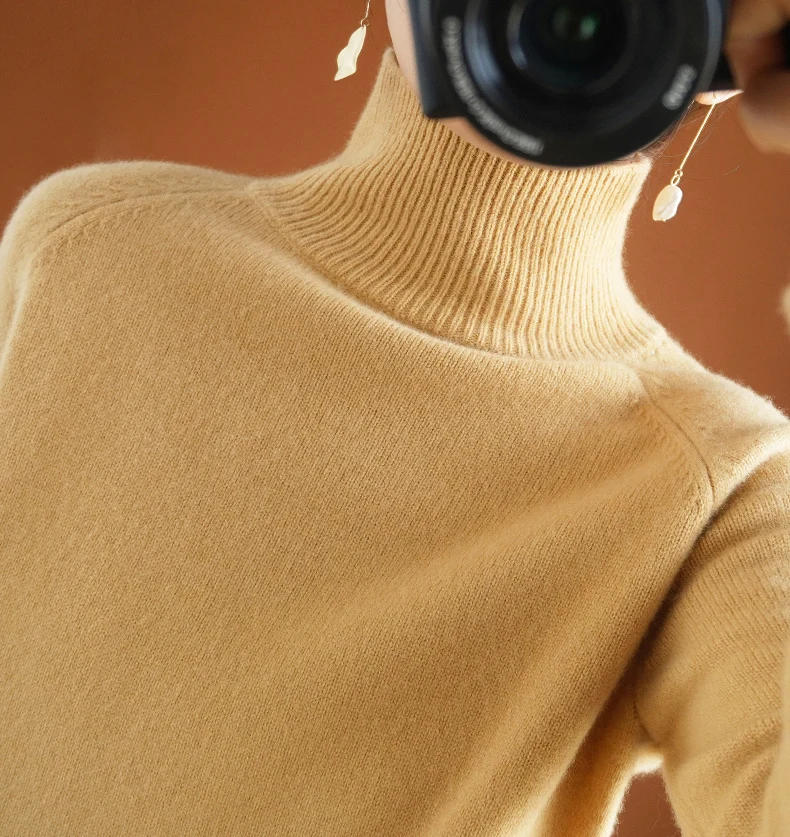 

NEW New sweater women's turtleneck pullover long-sleeved raglan solid color wool fall winter thick knitted bottoming shirt