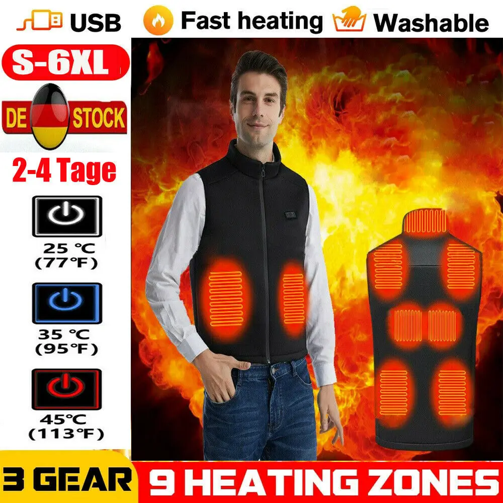 

Electric Heated Vest Thermal Down Coat 9 Area Dual-control Heated USB Jacket Unisex Winter Heated Vest Hunting Hiking Camping