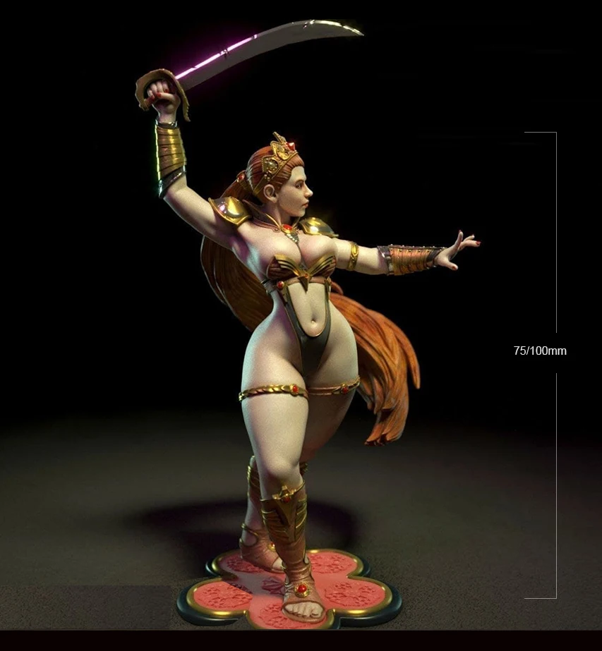 

1/24 75mm 1/18 100mm Resin Model Female Dance Warrior Figure Unpainted No Color RW-388