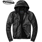 Мужская мотоциклетная куртка из натуральной овечьей шкуры, жакет с капюшоном, пальто из 200% натуральной кожи, 22422