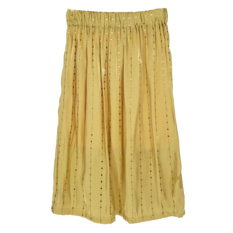 

2021 new summer fashion women clothes high waist yellow color striped A-line halfbody skirt female E100