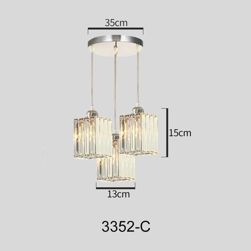 3lights-R Винтажный светодиодный подвесной светильник с кристаллами s для кухни, для бара, кофейный, обеденный столик, для спальни, скандинавский чердак, шнур, хрустальный светильник для гостиной - Цвет корпуса: 3lights-R