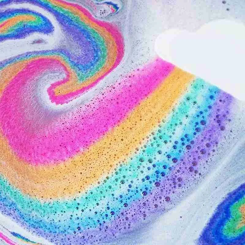 

Rainbow Effervescent Ball 100G Shower Bomb Exfoliating Moisturizing Bubble Bath Bombs Ball Natural Skin Care Bath Salt Bomb