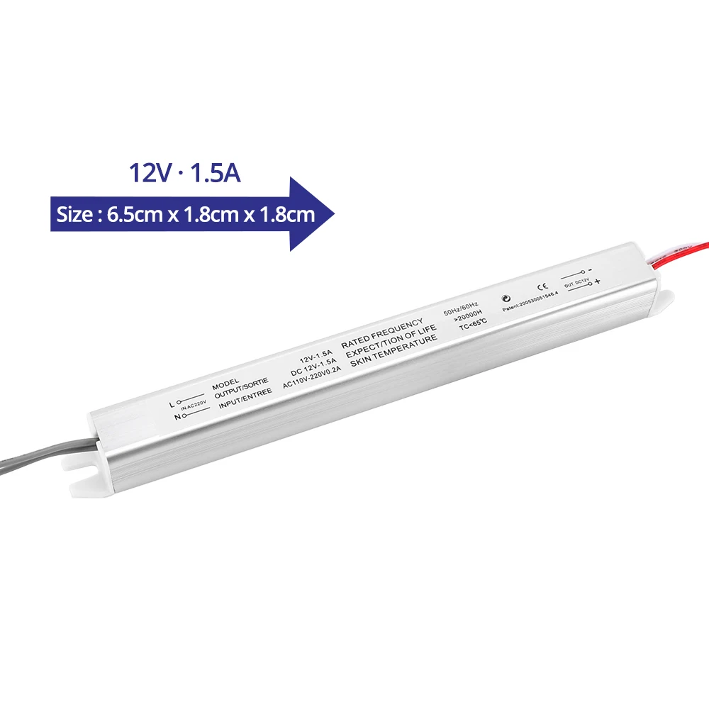 DC12V трансформатор освещения ультра тонкий светодиодный мини-драйвер 1.5A 2A 3A 4A 5A 220V до 12V для панели света тонкий световой короб для рекламы - Color: 12V  1.5A