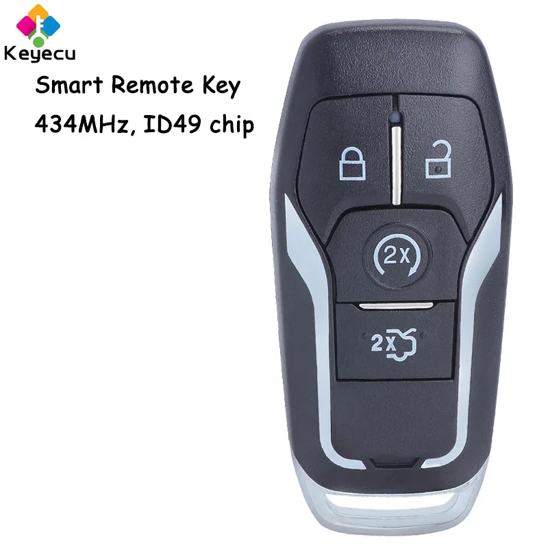 

KEYECU Smart Prox Remote Control Car Key With 4 Buttons 434MHz ID49 Chip Fob for Ford Mustang Edge Explorer Fusion Mondeo Kuka