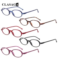 clasaga reading glasses spring hinge oval plastic frame decorative eyeglasses men and women hd prescription reader eyewear 0600