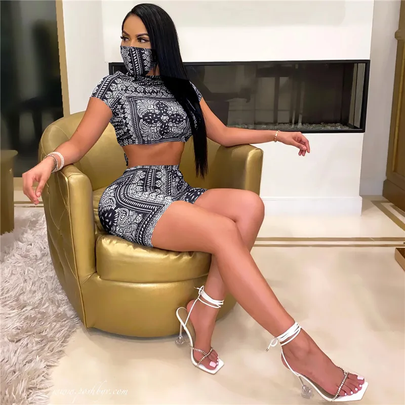 Женский комплект из двух предметов с принтом Adogirl повседневный укороченный топ