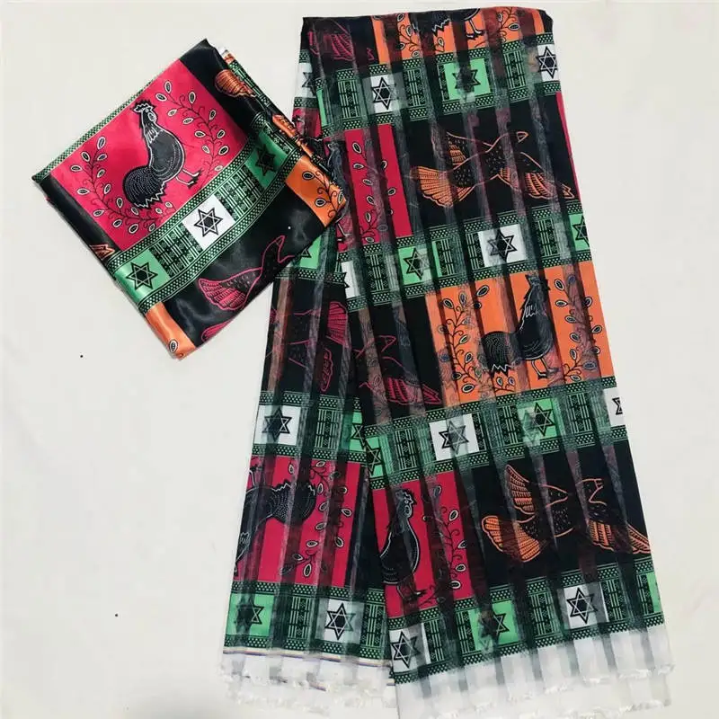 

African fabric Organza silk wax hot selling african wax prints silk fabrics for women dress 6yards ! DF7102