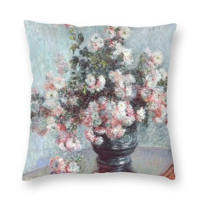 

Claude Monet Chrysanthemums Painting Pillow Case Home Decor Cushions Throw Pillow for Sofa Double-sided Printing
