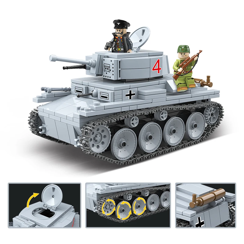 

Military LT-38 German Light Tank Soldier Weapon Building Blocks Technic WW2 Tank Bricks Army Toys Gifts For Children