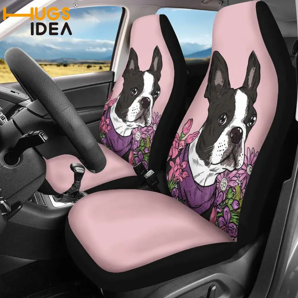

HUGSIDEA 2 шт. чехол на автомобильное сиденье Boston Terrier для внедорожника, украшение для интерьера, простыня защиты от грязи, универсальный автомоб...