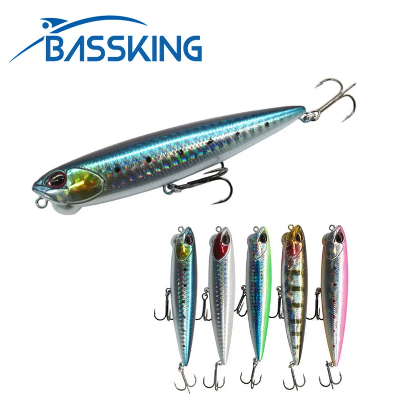 

BASSKING жесткая приманка для рыбной ловли, 100 мм, 14 г, верхний плавающий воблер-карандаш для воды, качественный профессиональный Джеркбейт, рыбо...