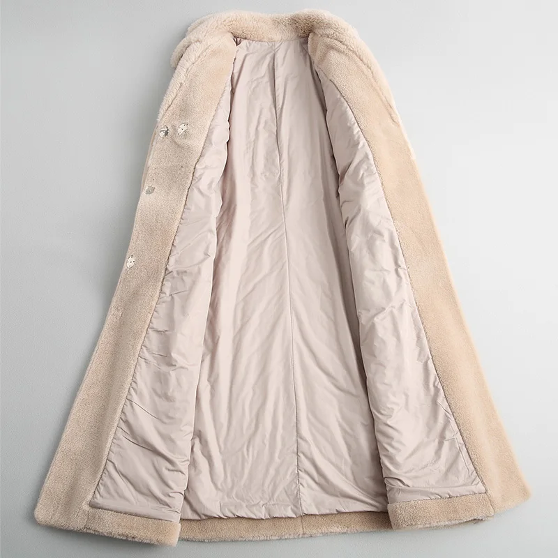 Роскошное пальто из овечьей шерсти для женщин 2020 натуральное шерстяное меховое