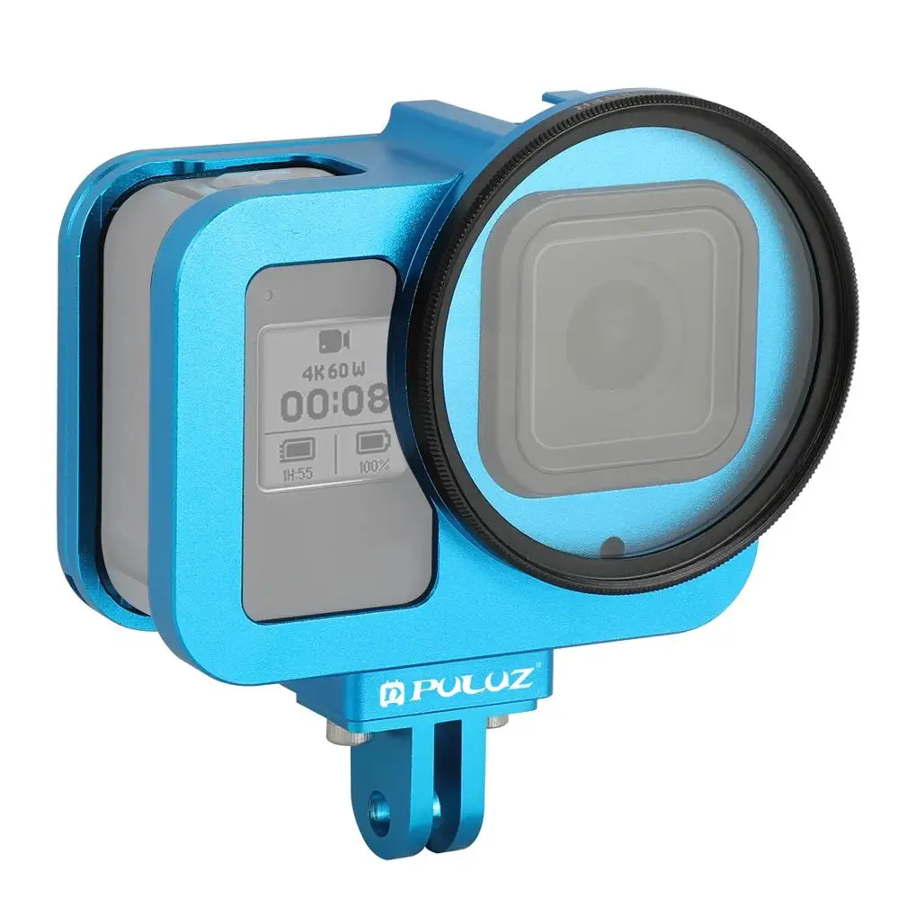

Черный корпус PULUZ для GoPro HERO8, защитный корпус из алюминиевого сплава с ЧПУ, с защитной рамкой и ультрафиолетовыми линзами 52 мм