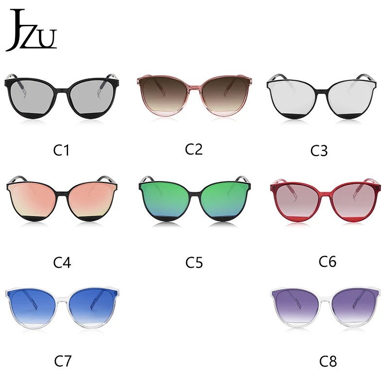 

JZU New Arrival 2021 Fashion Sunglasses Lady Retro Cool Metal Glasses Mirror Classic Vintage Oculos De Sol Feminino UV400