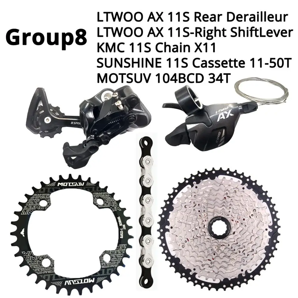 104BCD-34T 11-50T LTWOO AX 1X11S 11 S 11 speed Groupset рычаг переключения передач задний переключатель KMC X11 SUNSHINE Cassette 46T 50T 52T MOTSUV Chainring 32-38T - Цвет: 104BCD-34T 11-50T