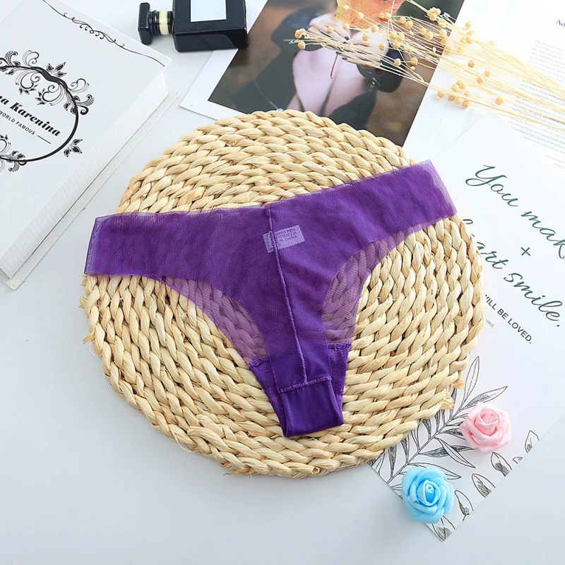 2019 New Thong Women's Mesh No Trace One-piece Ultra-thin Ladies Panties Sexy Solid Color Low Waist G-String For Women | Тематическая