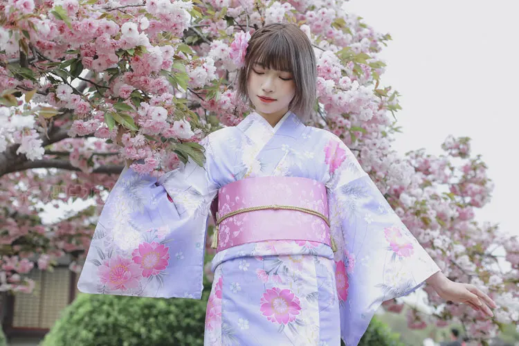 Женское платье-кимоно в японском стиле женское платье с цветочным принтом