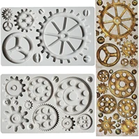 large gears machine parts silicone mold fondant cakes decorating molds sugarcraft chocolate baking tools for cakes gumpaste form