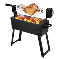 2-in-1 Grill Electric Rotisserie Kit Automatic Barbecue BBQ Folding Roaster Roast Stove Grill Stainless Steel Outdoor