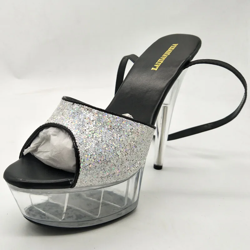 Новинка Сандалии для банкета на каблуке 15 см Босоножки очень высоком с вырезами