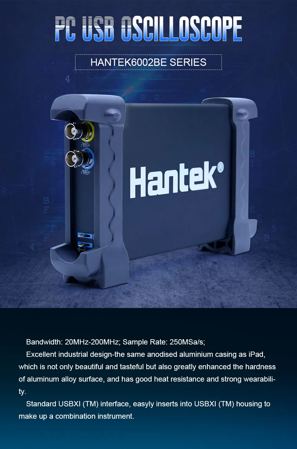 Hantek PC USB портативный осциллограф 20 МГц-200 МГц 2 канала 48 мс/s-250MSa/С осциллограф 6022BE/6052BE/6082BE/6102BE/6212BE